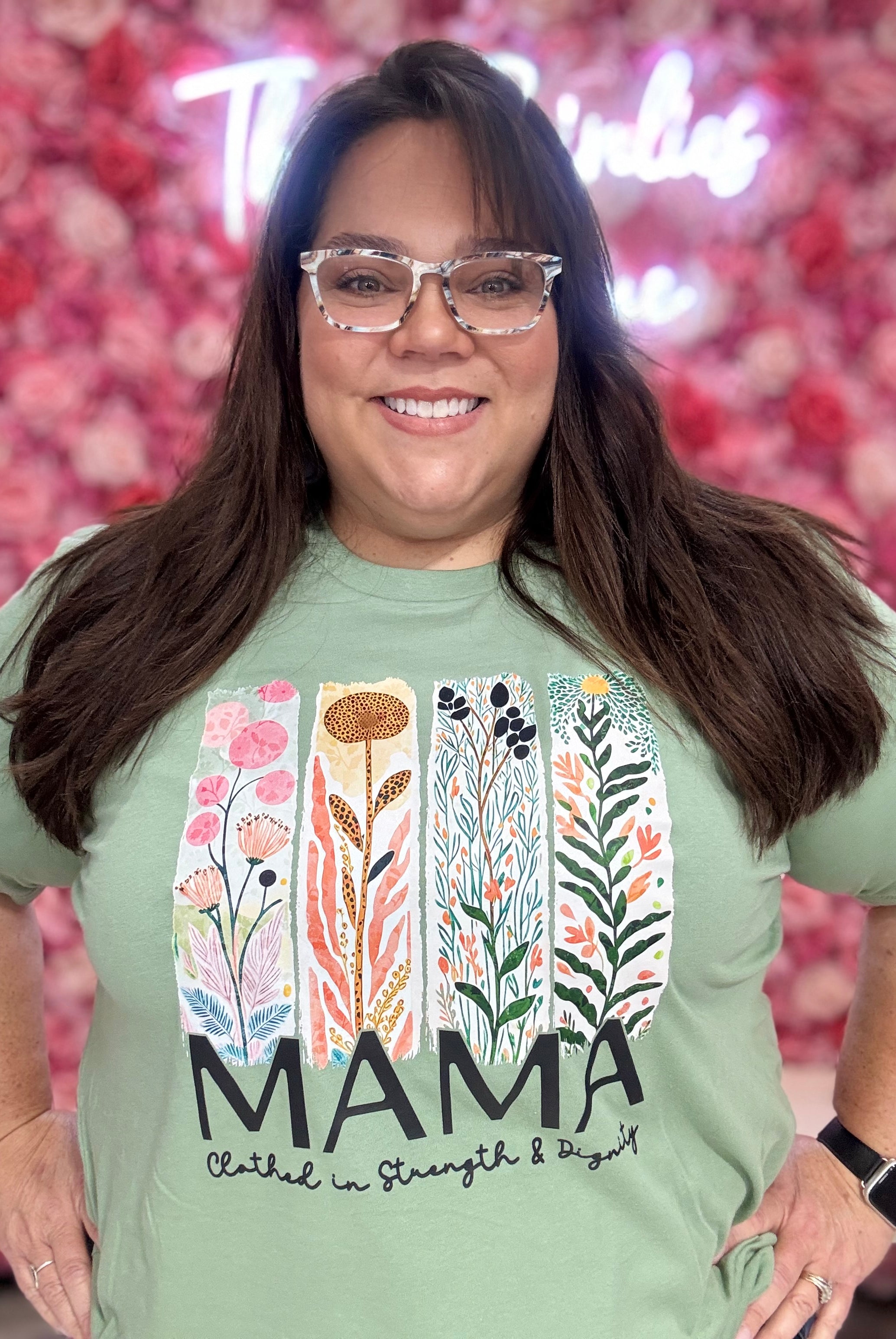 Mama Clothed in Strength Graphic Tee { product_type }}