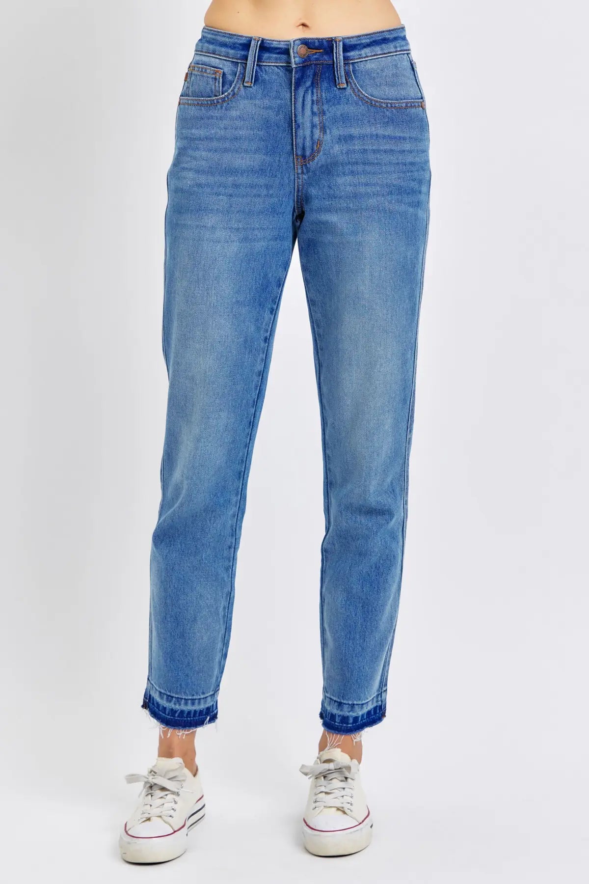 Judy Blue Rigid Magic Release Hem Boyfriend Jeans-Denim-Judy Blue-Three Birdies Boutique, Women's Fashion Boutique Located in Kearney, MO