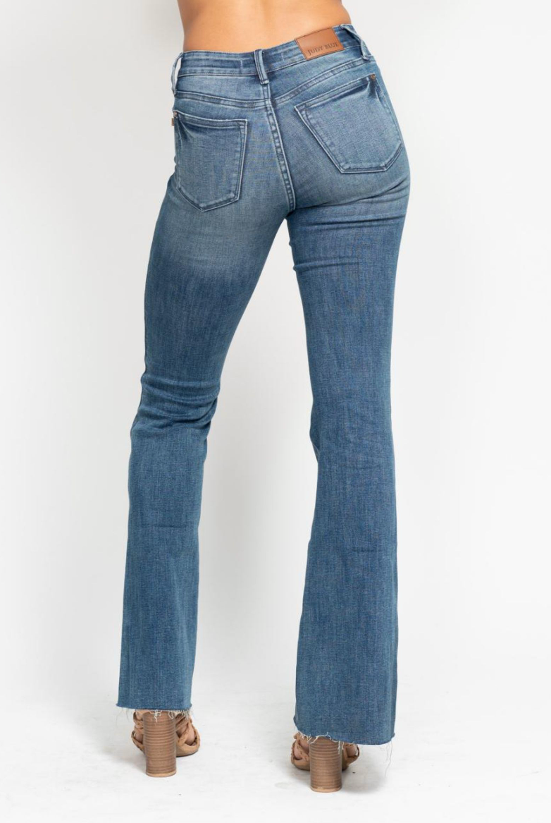 Judy Blue MR Tummy Control Vintage Wash Cut Hem Flare { product_type }}