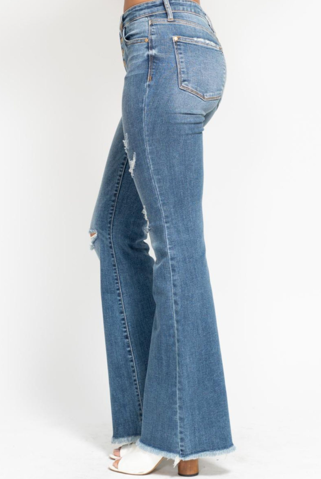 Judy Blue MR Button Flare With Destroy { product_type }}