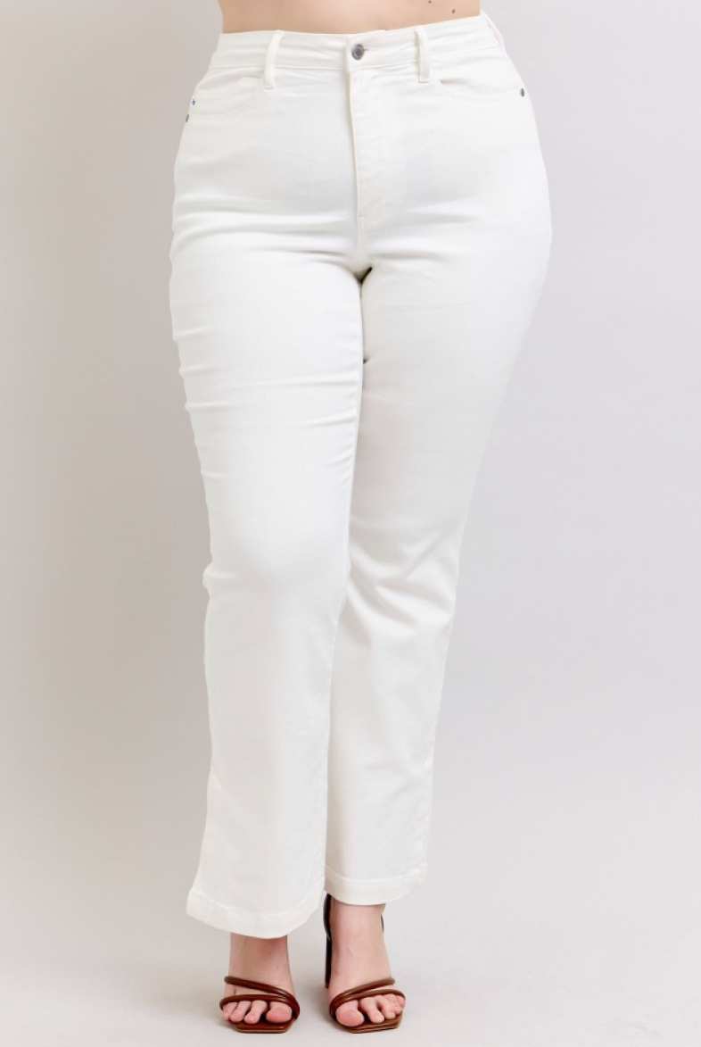 Judy Blue White Side Slit Bootcut
