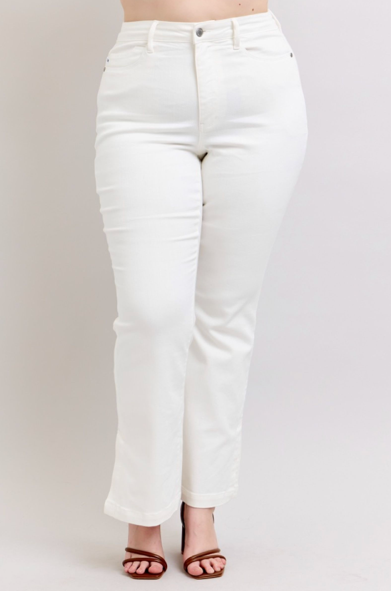 Judy Blue White Side Slit Bootcut { product_type }}