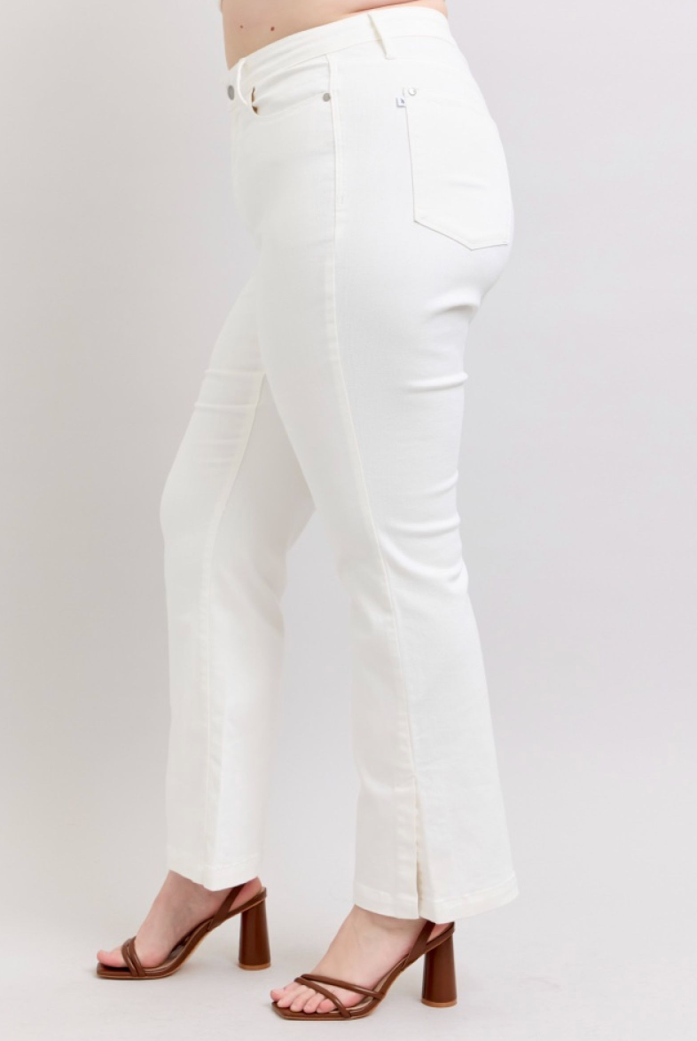 Judy Blue White Side Slit Bootcut