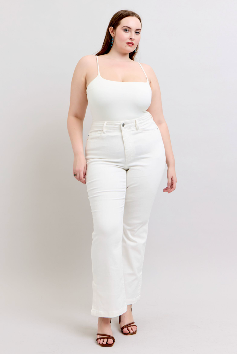 Judy Blue White Side Slit Bootcut