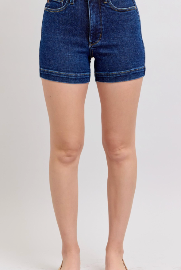 Judy Blue HW TC Dark Blue Shorts { product_type }}
