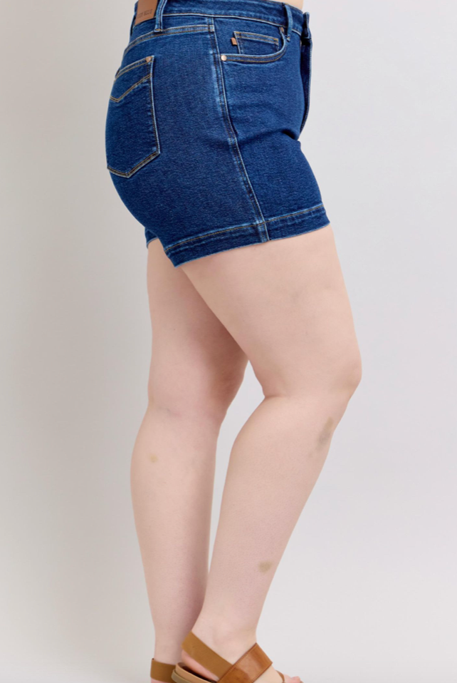 Judy Blue HW TC Dark Blue Shorts { product_type }}