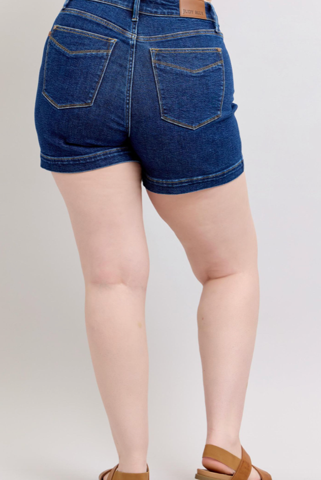 Judy Blue HW TC Dark Blue Shorts { product_type }}