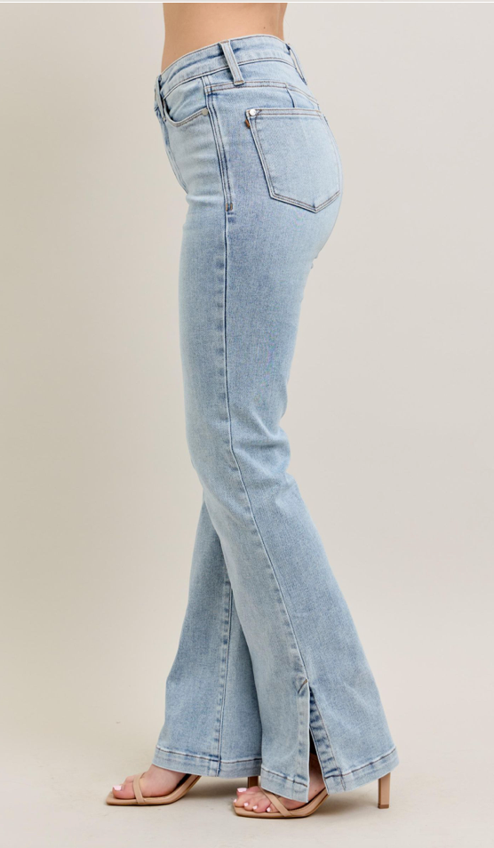 Judy Blue TC Vintage Side Slit Bootcut-Denim-Judy Blue-Three Birdies Boutique, Women's Fashion Boutique Located in Kearney, MO