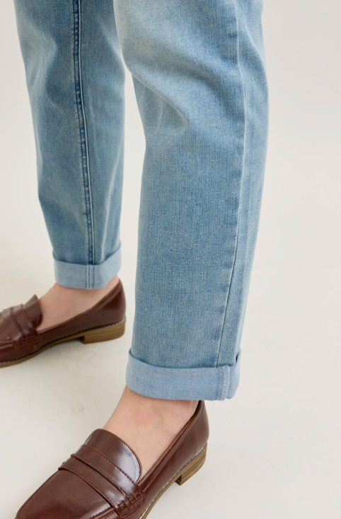 Judy Blue V-Front Cool Denim Cuff BF-Denim-Judy Blue-Three Birdies Boutique, Women's Fashion Boutique Located in Kearney, MO