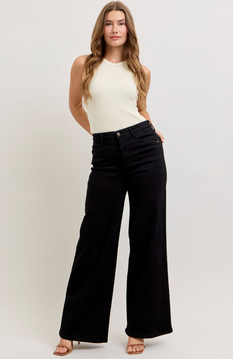 Judy Blue HW Retro Wide w/ Front Yoke-Denim-Judy Blue-Three Birdies Boutique, Women's Fashion Boutique Located in Kearney, MO