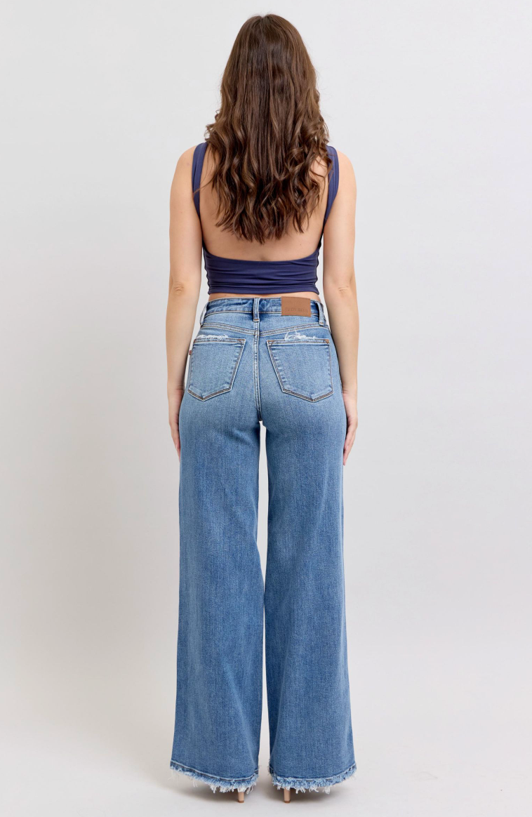 Judy Blue HW Retro Wide Fit-Denim-Judy Blue-Three Birdies Boutique, Women's Fashion Boutique Located in Kearney, MO