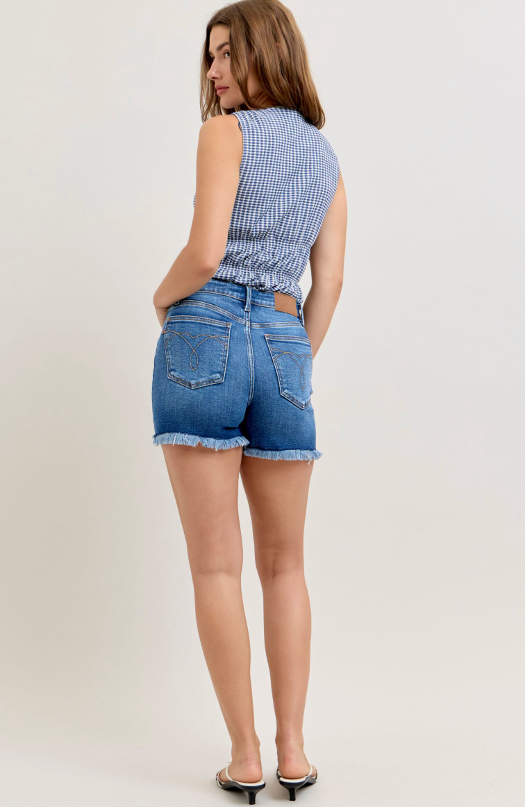 HW Slim Short with Fray Hem-Shorts-Judy Blue-Three Birdies Boutique, Women's Fashion Boutique Located in Kearney, MO