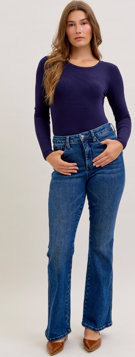 HW Tummy Control Bootcut Short Inseam-Denim-Judy Blue-Three Birdies Boutique, Women's Fashion Boutique Located in Kearney, MO