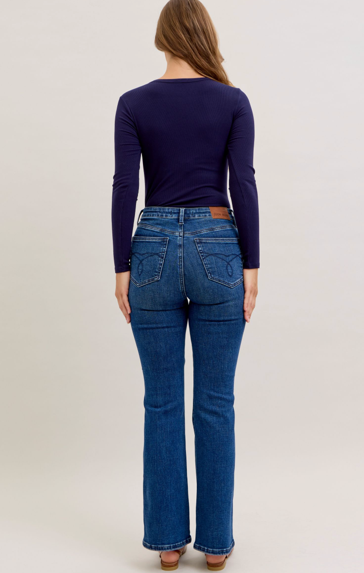 HW Tummy Control Bootcut Short Inseam-Denim-Judy Blue-Three Birdies Boutique, Women's Fashion Boutique Located in Kearney, MO