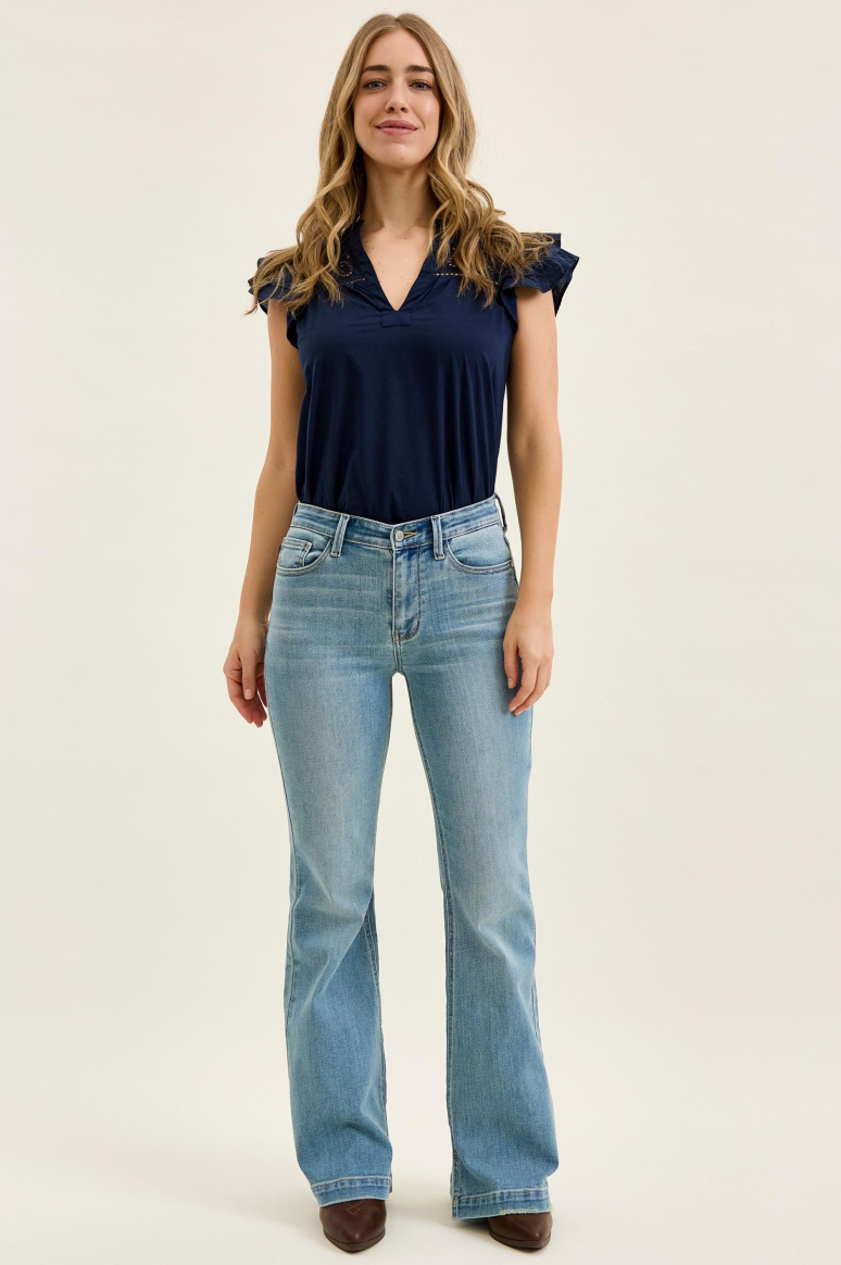 MR Flare Short Inseam-Denim-Judy Blue-Three Birdies Boutique, Women's Fashion Boutique Located in Kearney, MO