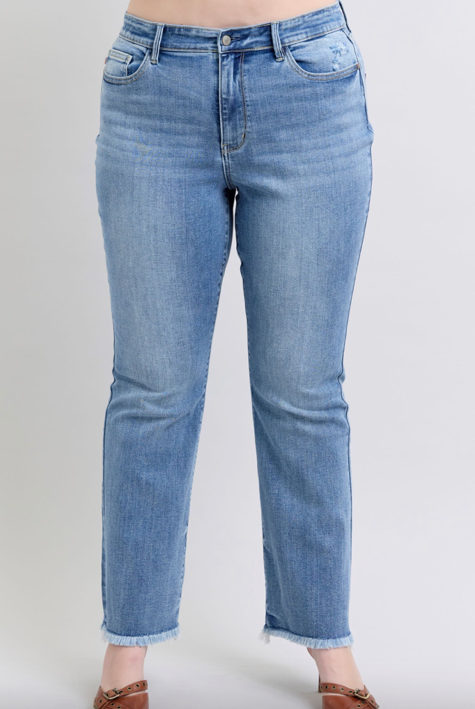 Judy Blue HW Bootcut with Fray Hem { product_type }}