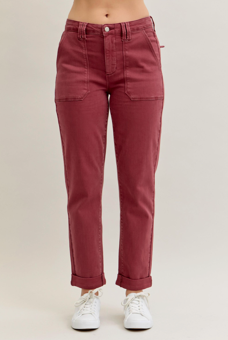 Judy Blue Aurora Weekender: Haute Red-Denim-Judy Blue-Three Birdies Boutique, Women's Fashion Boutique Located in Kearney, MO