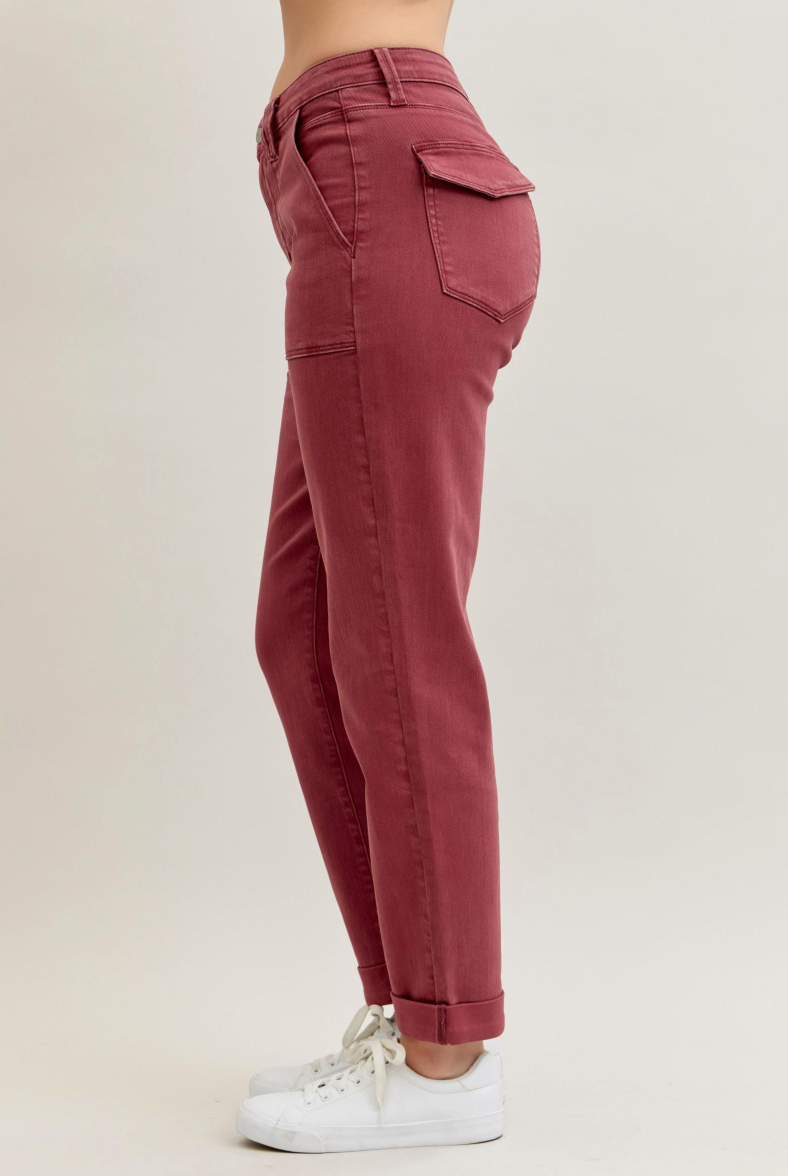 Judy Blue Aurora Weekender: Haute Red-Denim-Judy Blue-Three Birdies Boutique, Women's Fashion Boutique Located in Kearney, MO