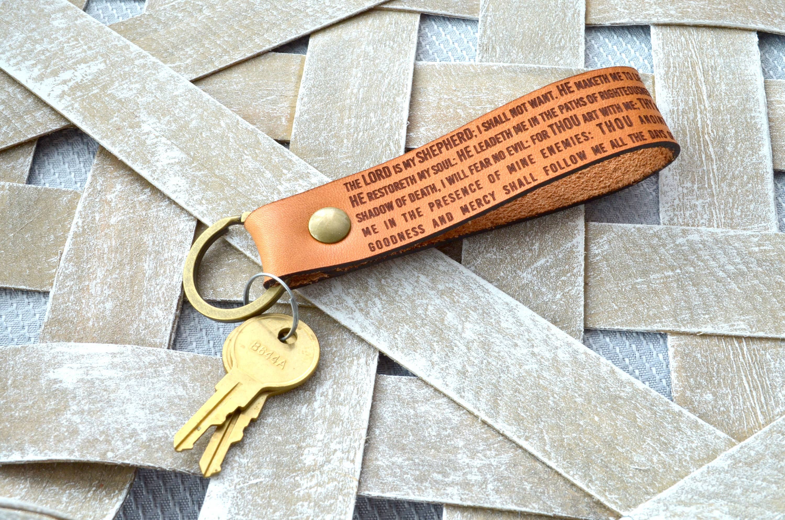 Psalms 23 Leather Keychain-New Market Farmhouse-Three Birdies Boutique, Women's Fashion Boutique Located in Kearney, MO