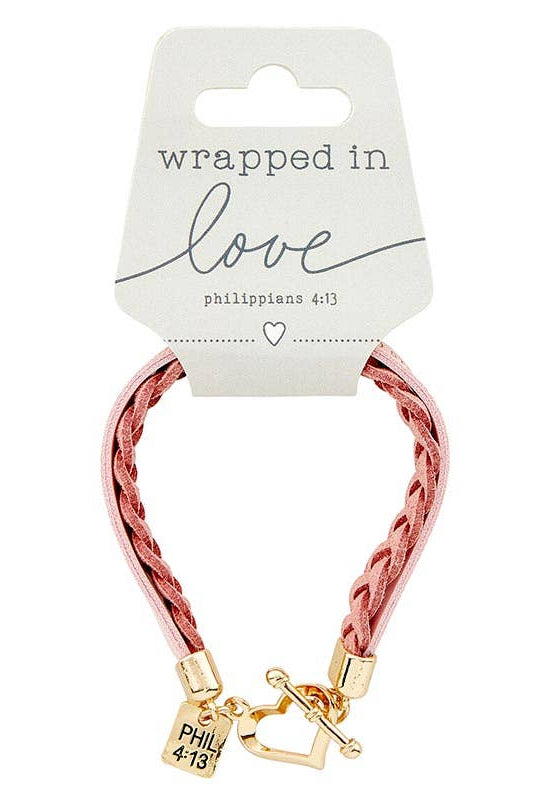 Wrapped In Love Philippians 4:13 - Pink Braided Bracelet { product_type }}