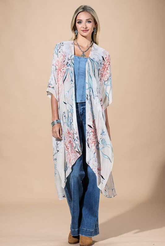 Airy Floral Kimono { product_type }}