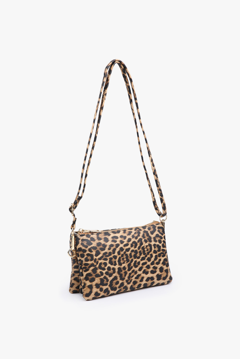 Riley Leopard Crossbody Wristlet: Leopard/Mustard { product_type }}