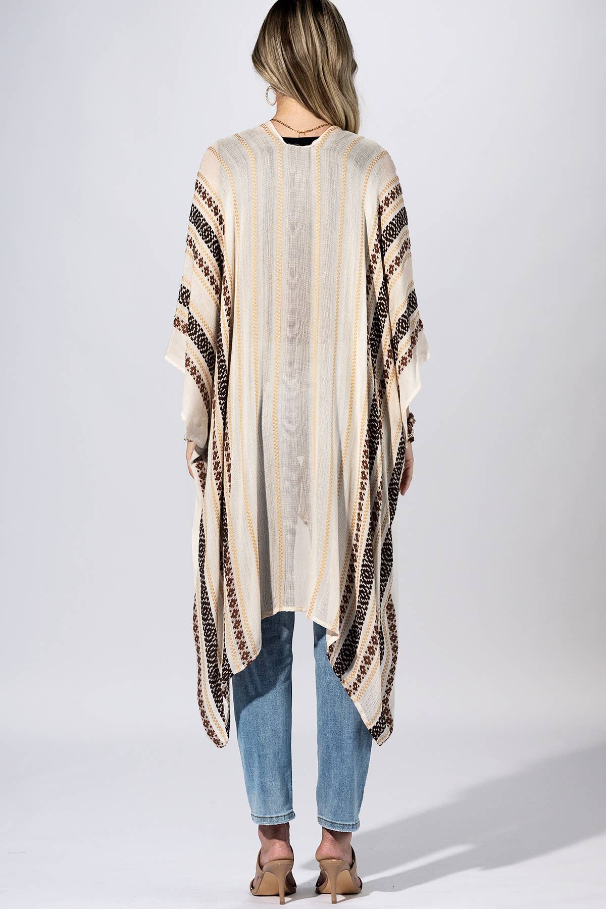 Eggshell Canyon Stripe Kimono: 12-EGGSHELL / 2 / One Size-Urbanista-Three Birdies Boutique, Women's Fashion Boutique Located in Kearney, MO