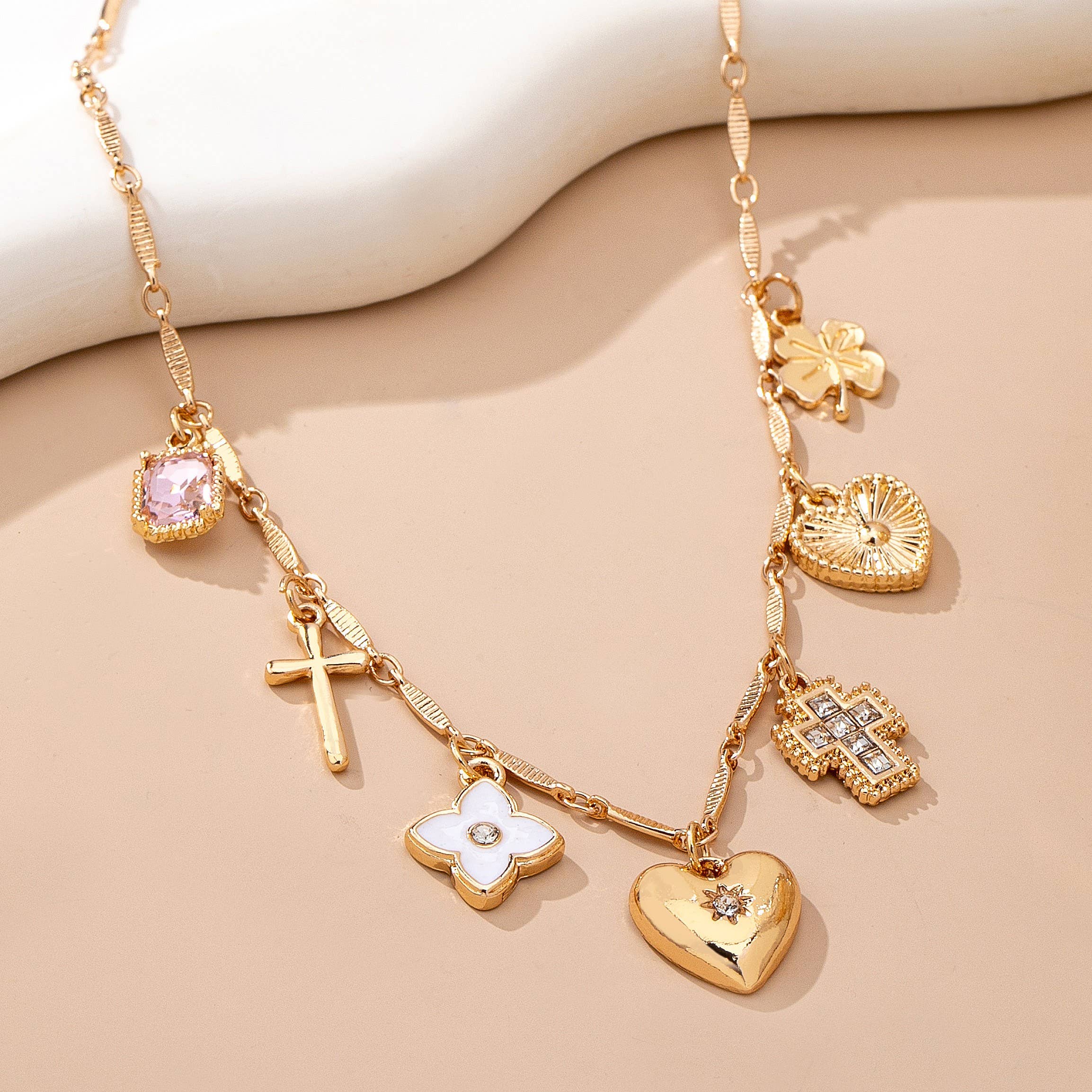 Charm Necklace – Crosses, Hearts, Flowers, Clovers { product_type }}