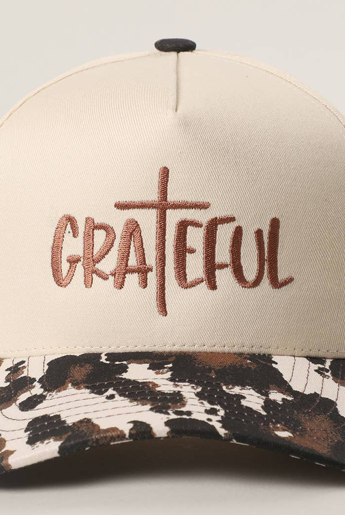 GRATEFUL Embroidery Two-Tone Trucker Hat: COW / One Size { product_type }}