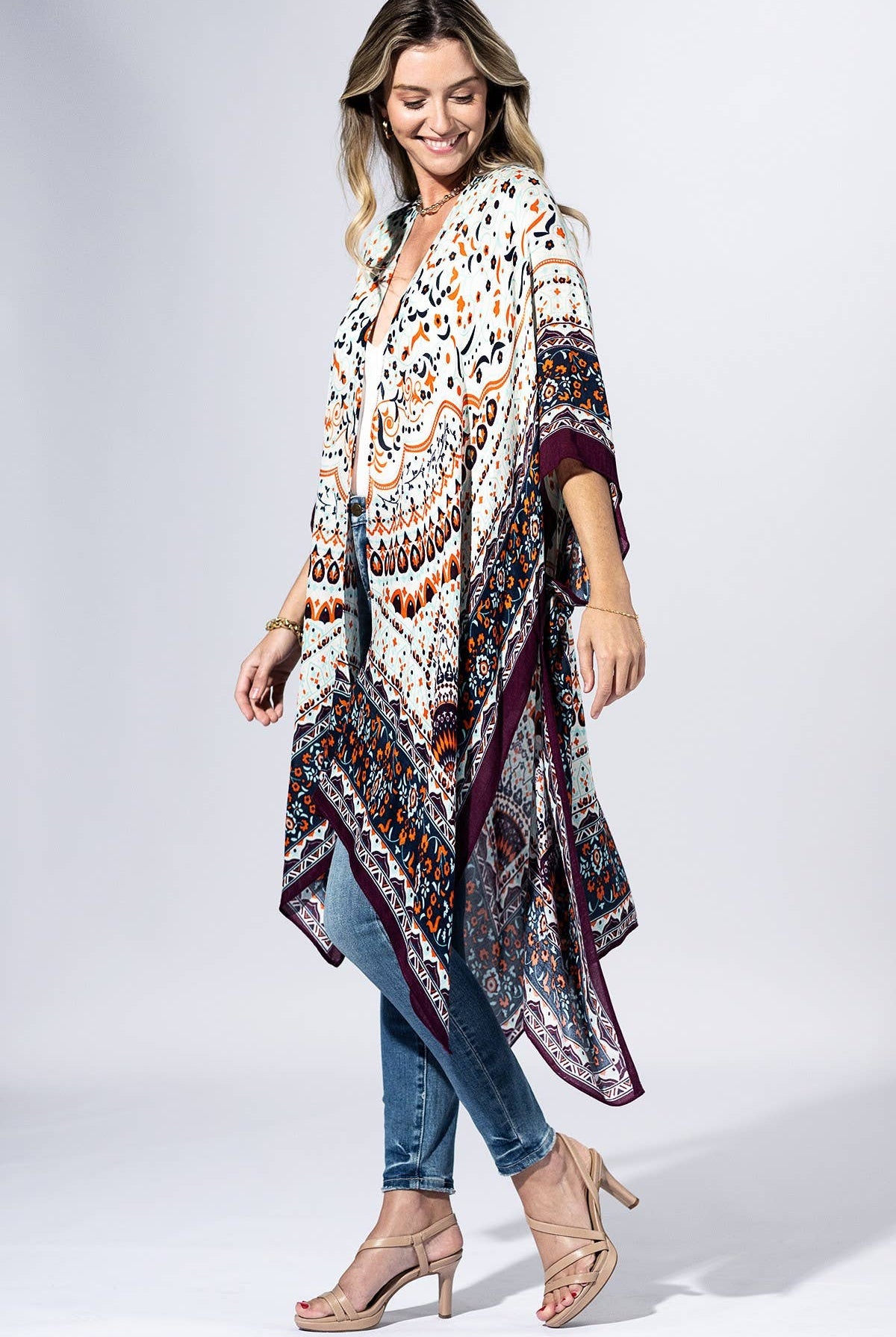 Boho Mosaic Border Kimono { product_type }}