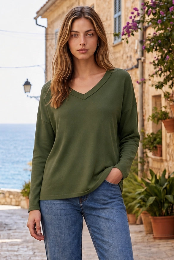 Soft Hacci V-Neck Sweater { product_type }}