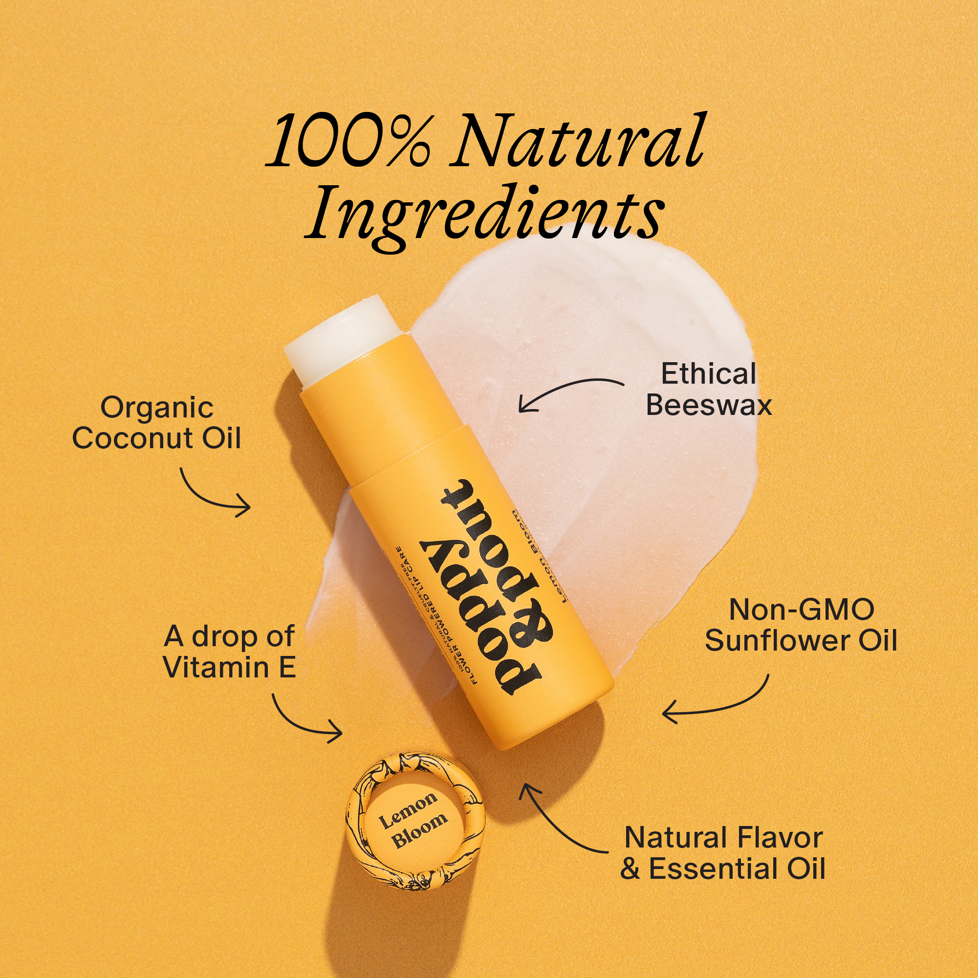 Lip Balm, Lemon Bloom-Self Care-Poppy & Pout-Three Birdies Boutique, Women's Fashion Boutique Located in Kearney, MO