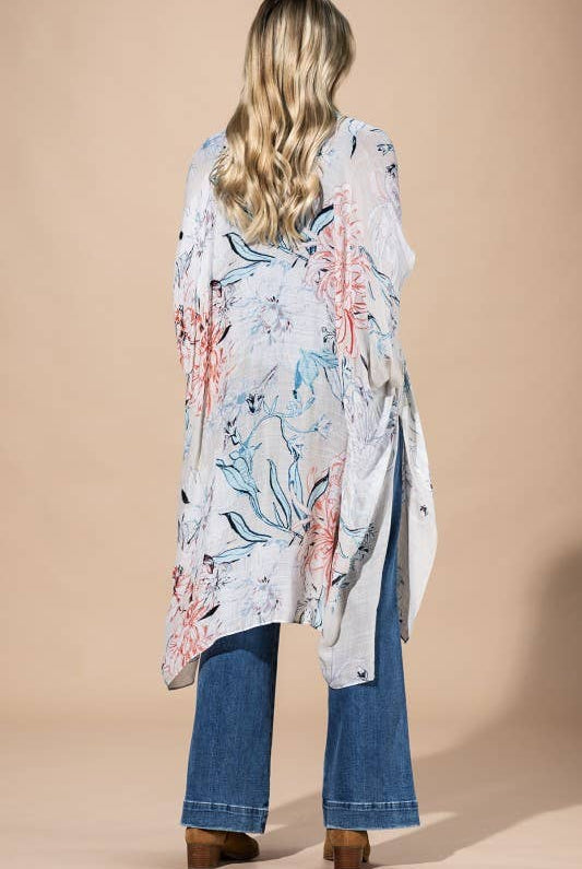 Airy Floral Kimono { product_type }}