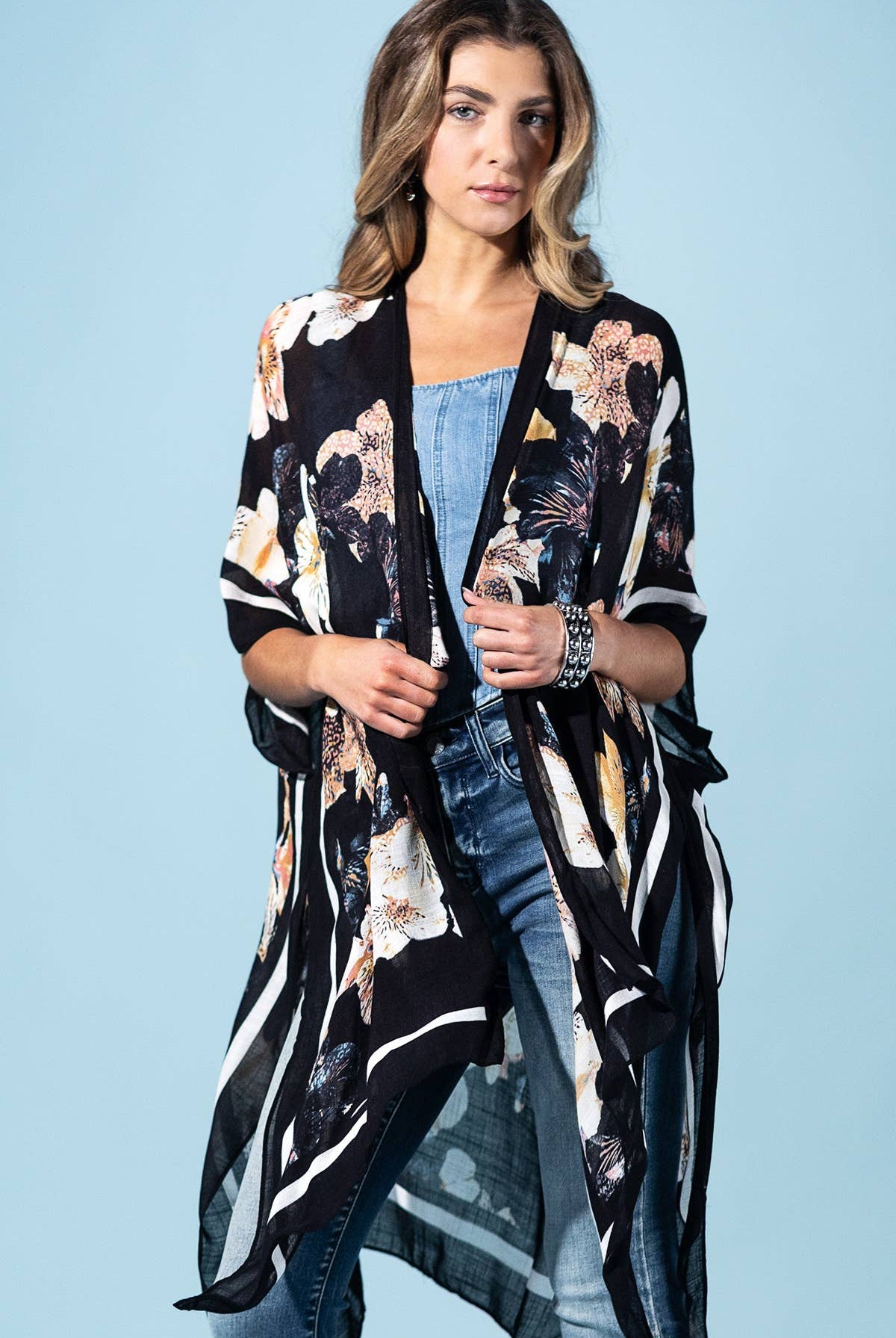 Moonlit Floral Kimono: Floral Multi { product_type }}