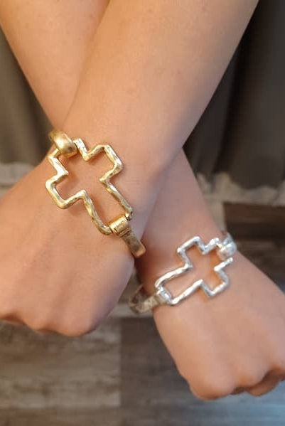 Cross Cuff Bracelet: Gold { product_type }}