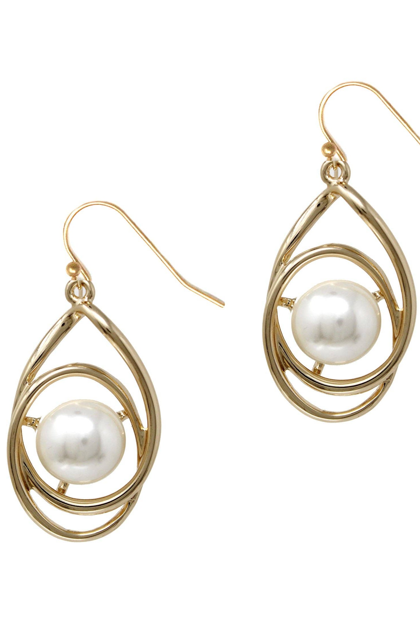 Gold Circle with Pearl Accents Earring-Accessories-What's Hot-Three Birdies Boutique, Women's Fashion Boutique Located in Kearney, MO
