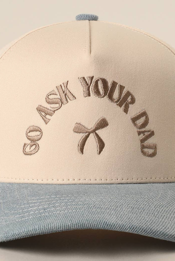 GO ASK YOUR DAD Embroidery Two-Tone Trucker Hat: HOT PINK / One Size { product_type }}