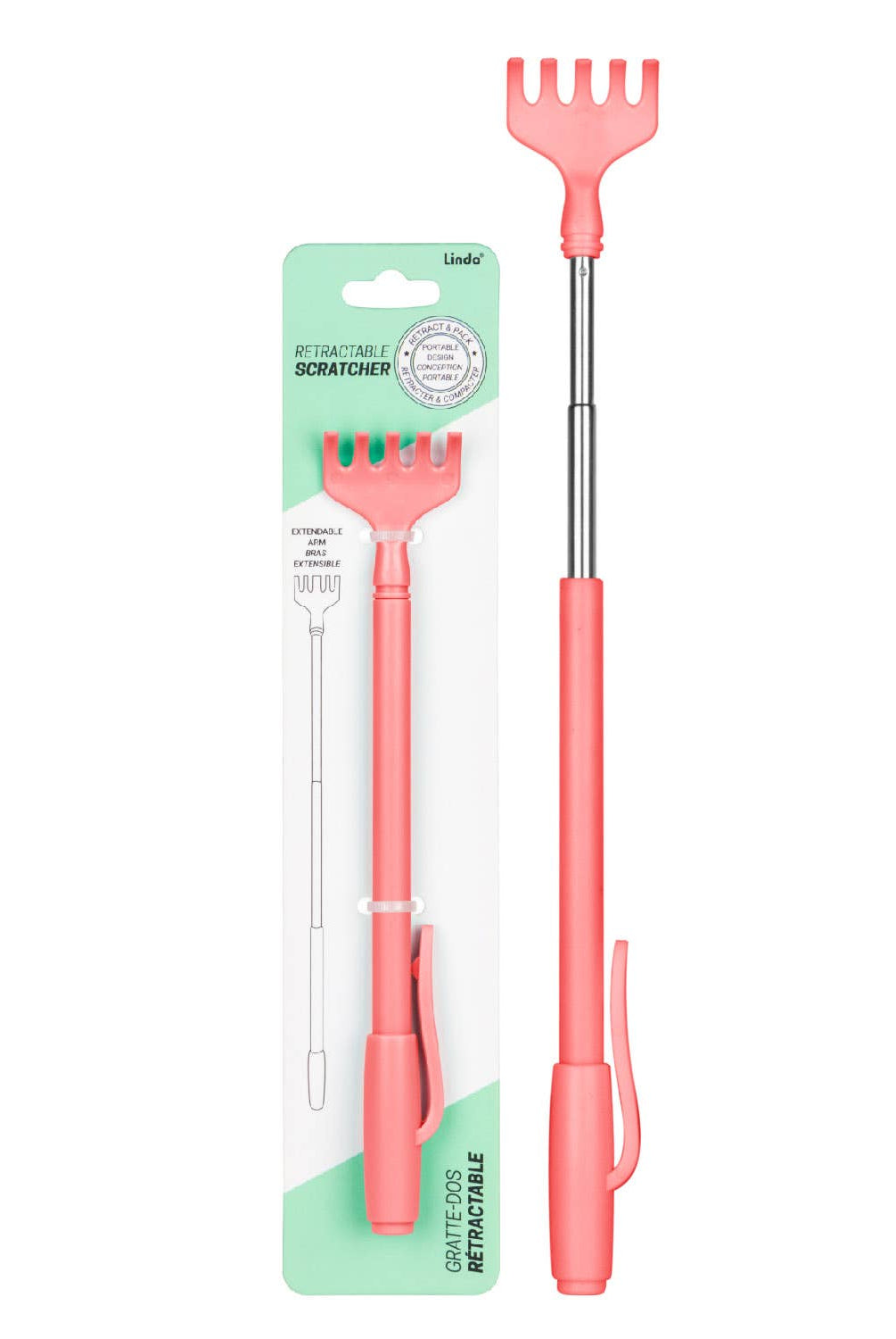 Lindo Retractable Scratcher - Back Scratcher: Coral { product_type }}