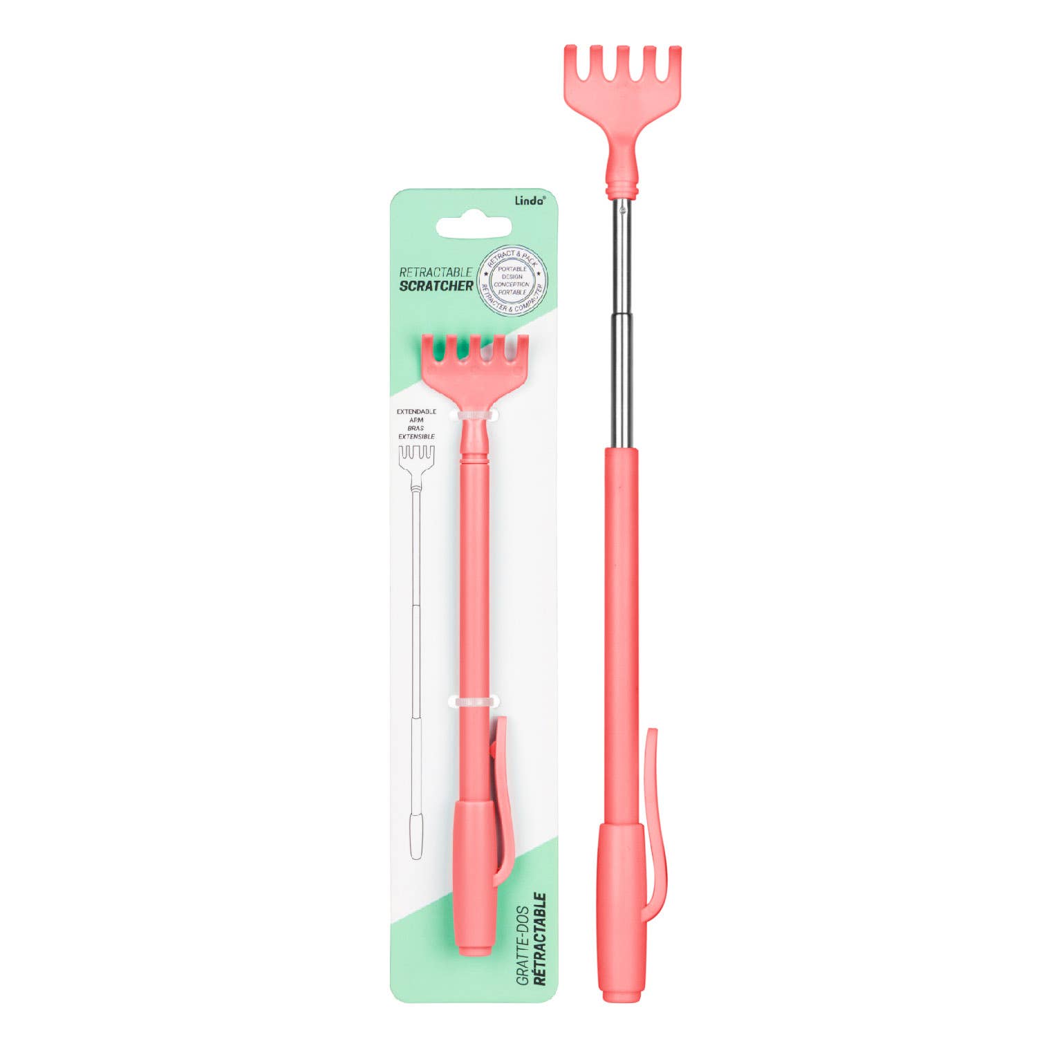 Lindo Retractable Scratcher - Back Scratcher: Coral { product_type }}