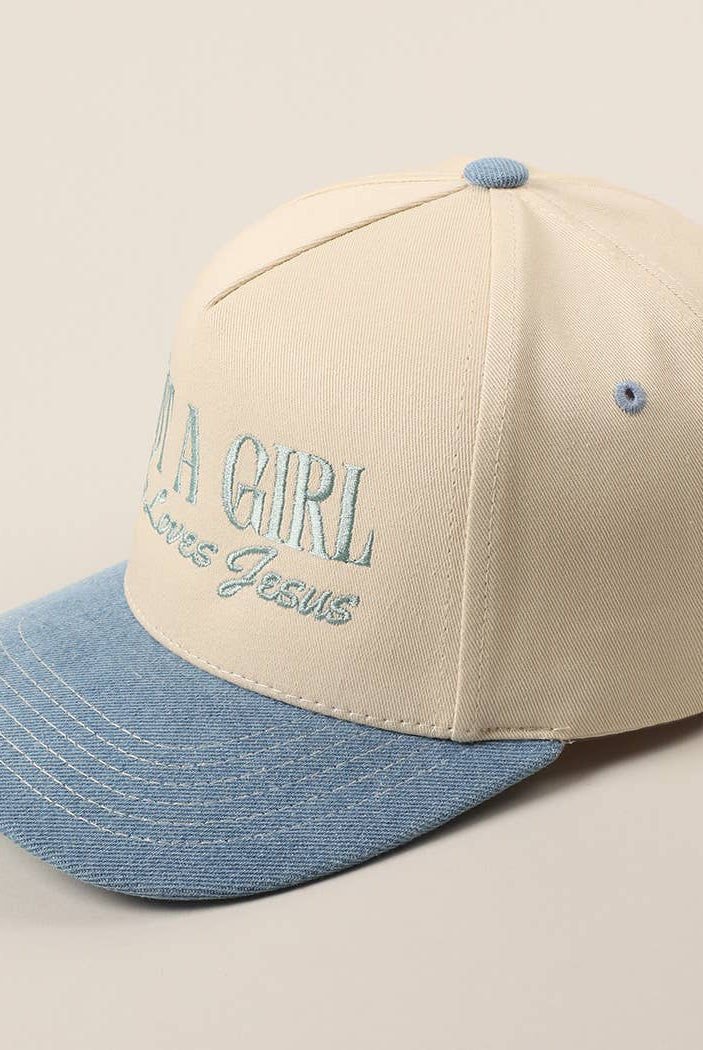 Just A Girl Who Loves Jesus Embroidery Trucker Hat: Hot Pink / ONE SIZE { product_type }}