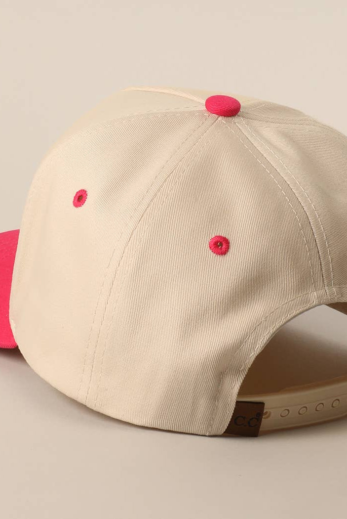 GO ASK YOUR DAD Embroidery Two-Tone Trucker Hat: HOT PINK / One Size { product_type }}