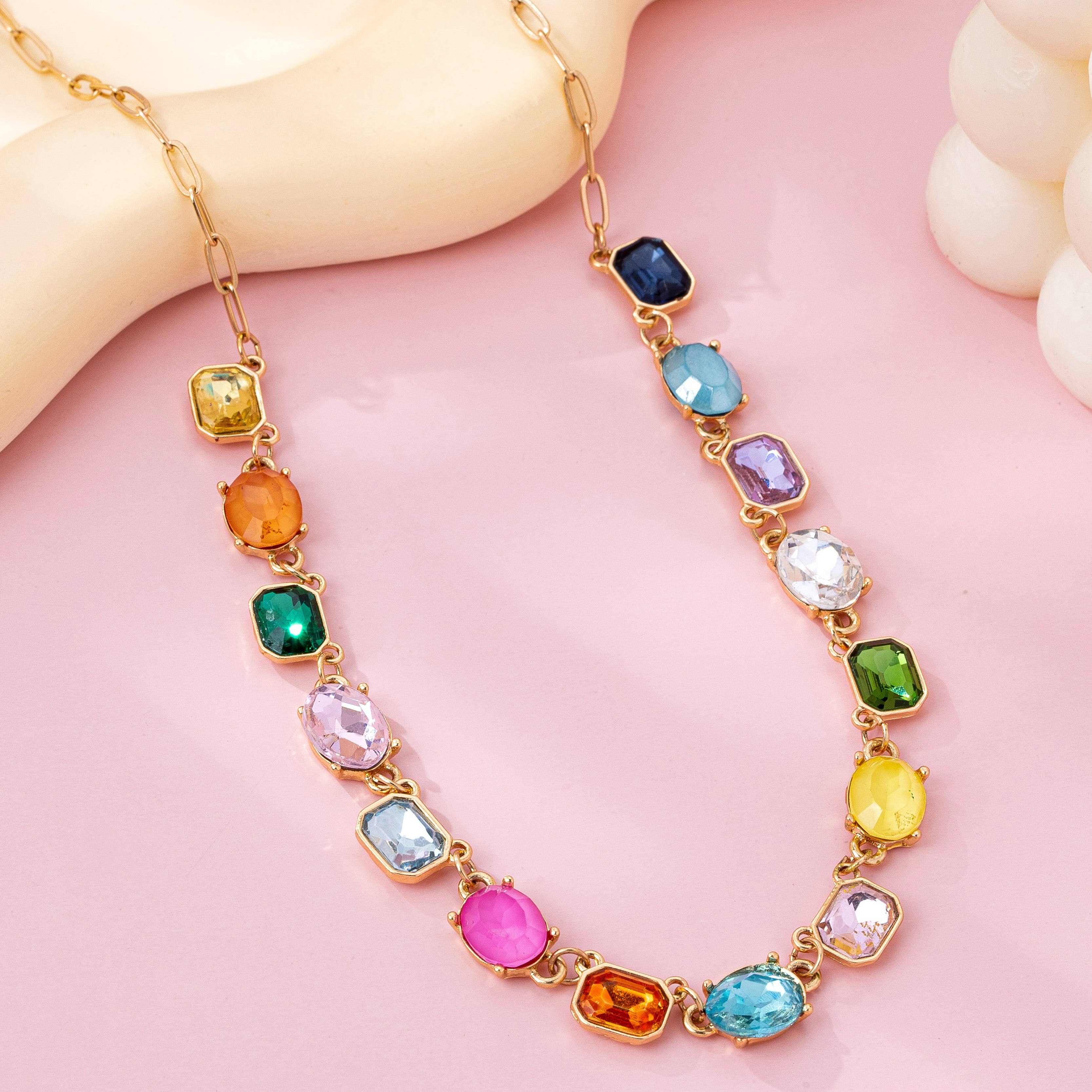 Multicolor Gemstone Link Necklace { product_type }}