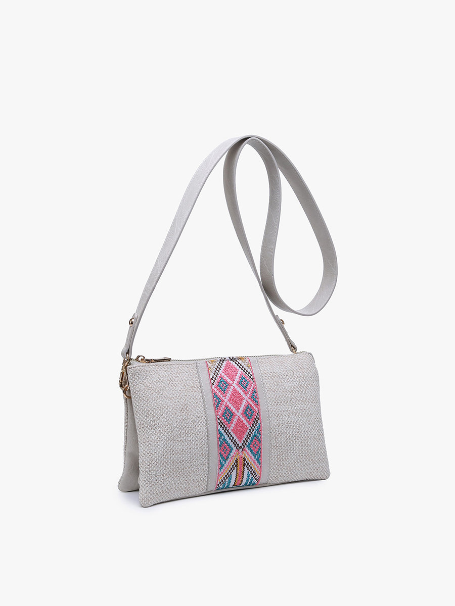 Izzy Tribal Crossbody Bag with Guitar Strap: Pink/Mint { product_type }}