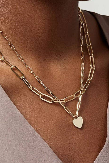 Gold Heart Layer Necklace { product_type }}