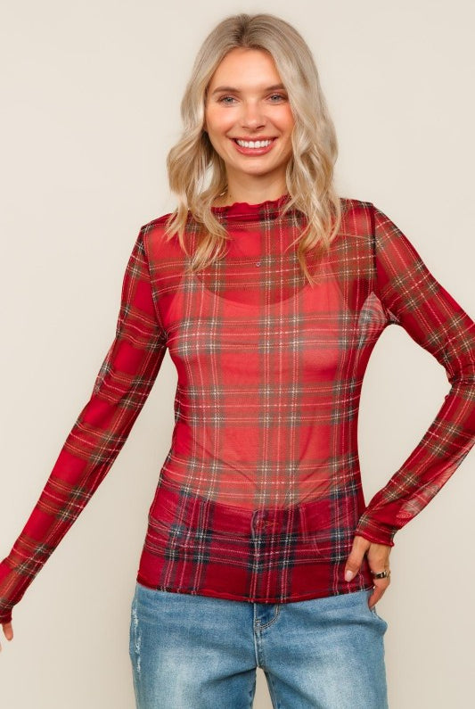 Plaid Mesh Top { product_type }}