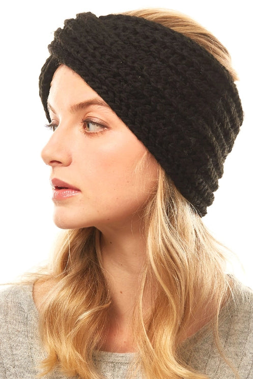 Solid Twisted Wide Knit Headband { product_type }}