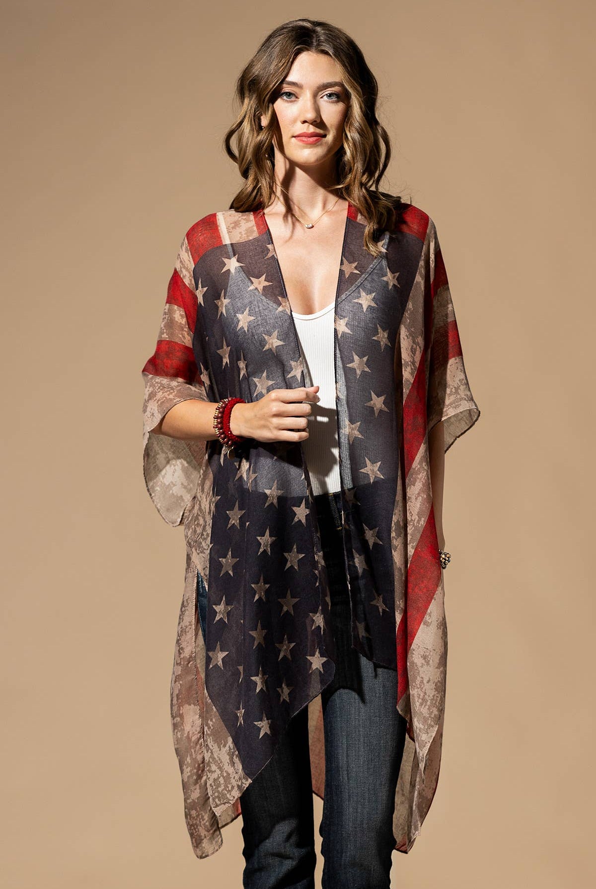 Vintage USA Print Kimono { product_type }}