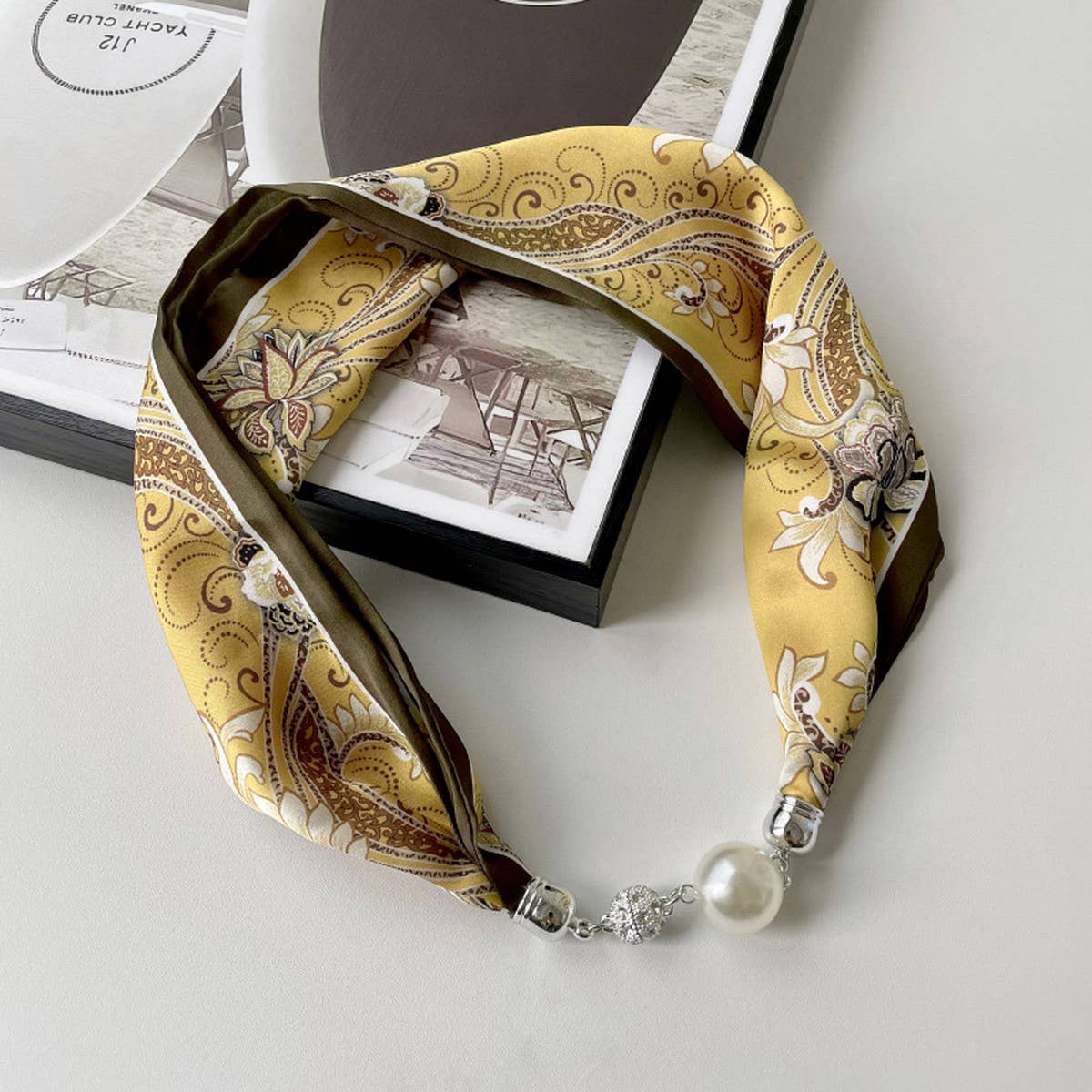 Magnetic Silk Scarf Necklace | Yellow { product_type }}