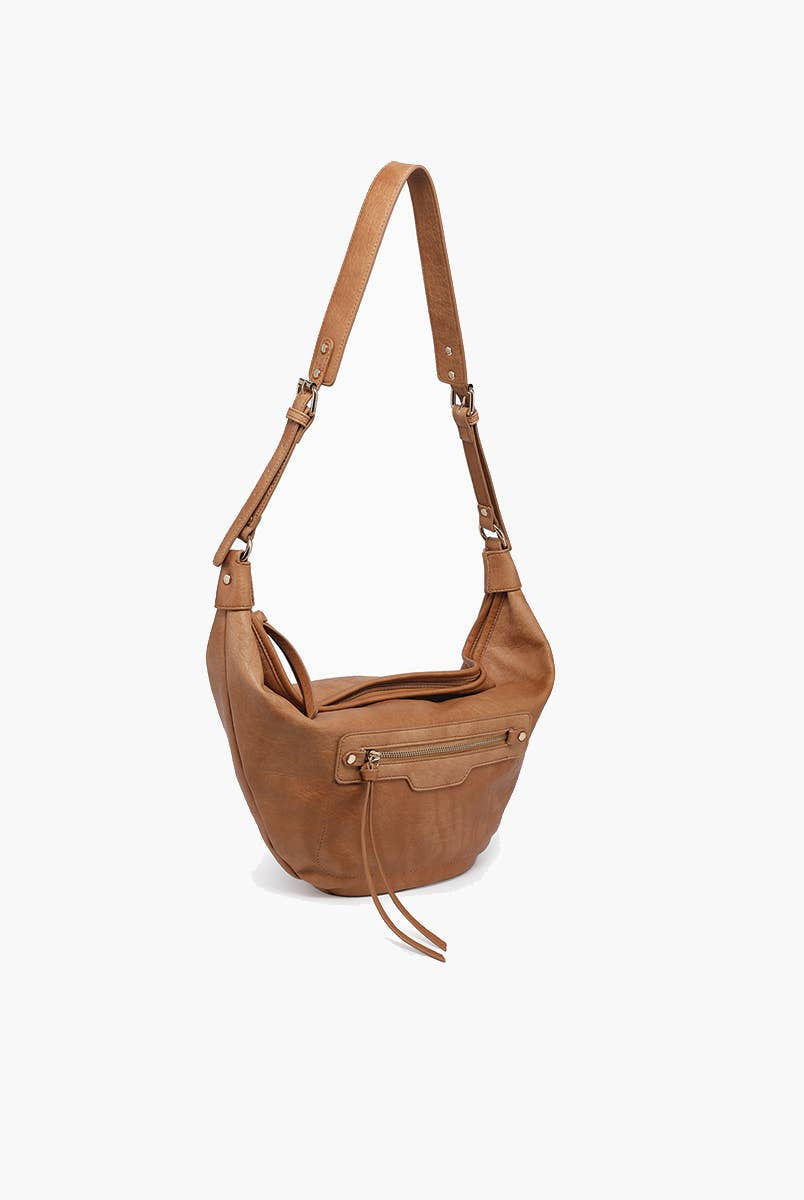 Leigh Distressed Hobo Bag: Dusty Blue { product_type }}