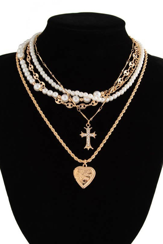 Layered Gold Heart Locket Necklace { product_type }}